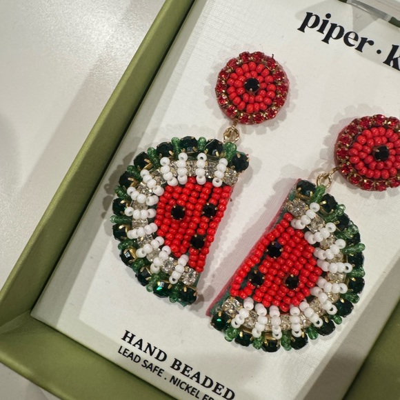 Piper K Hand Beaded fun watermelon earrings 🍉🍉 add some fun& flare to any outfit - Picture 6 of 8